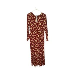 Age Fashion Made in Turkey Red Daisy Dress Long Sleeve Size 40/10 Womens